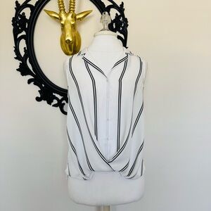 Rag Poets White with Black Stripes Sleeveless Blouse